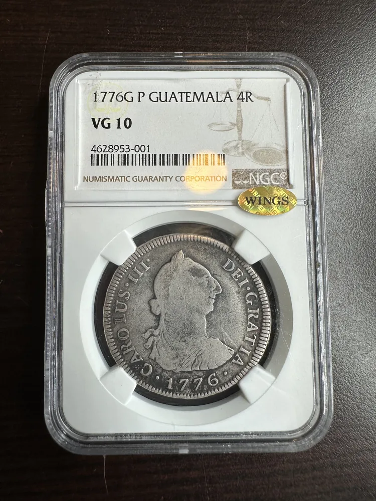 Actual submitted photograph 1 of 1776 G P Guatemala 4 Reales, VG10