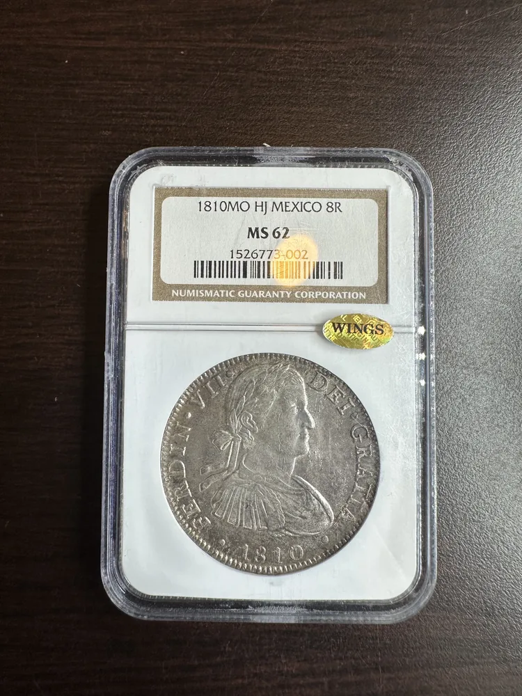 Actual submitted photograph 1 of 1810 MO HJ Mexico 8 Reales, MS62